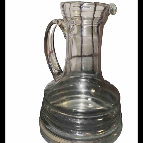 Mid Century Modern Clear Spiral Hand Blown Art Glass Water Pitcher 9” - Picture 15 of 15